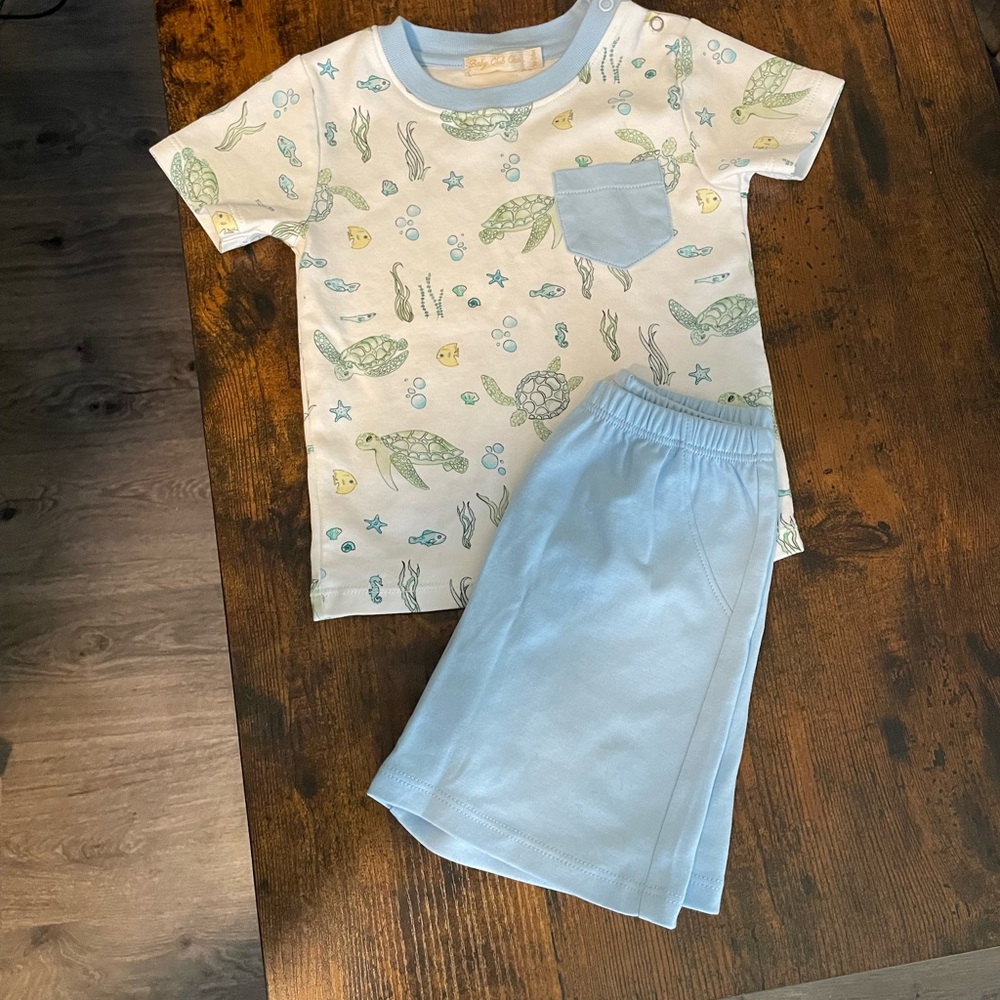 Kids Ocean Print Matching Set - Blue
